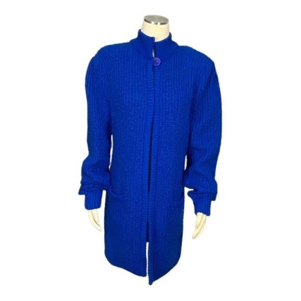 Vintage Deadstock Monto Par Le Chois boucle knit open cardigan sweater Sz M - Picture 2 of 11